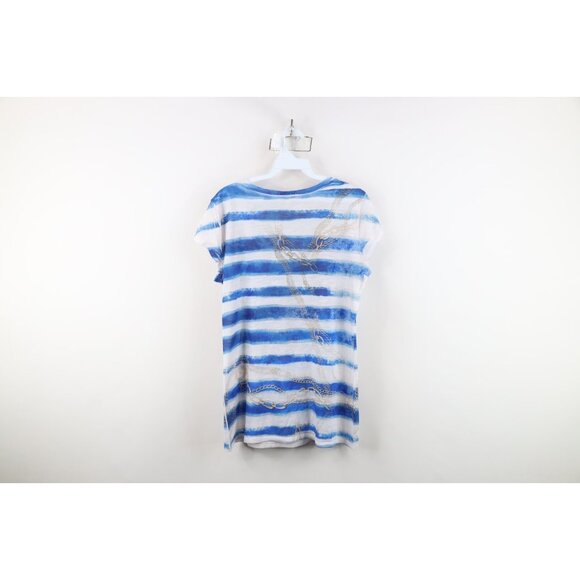 Vintage Y2K Cache Women Large Babydoll Beach Chain All Over Print T-Shirt USA - Picture 12 of 14